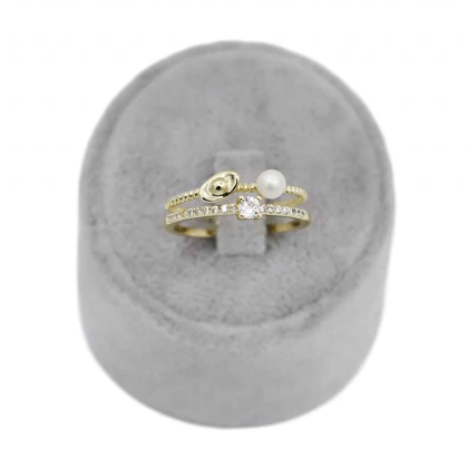 انگشتر زنانه طرح اشکی مروارید و نگین