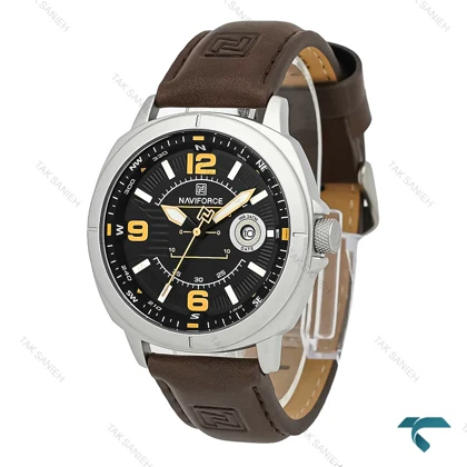 ساعت نیوی فورس NF8078 مردانه سیلور قهوه ای NaviForce-7739-G