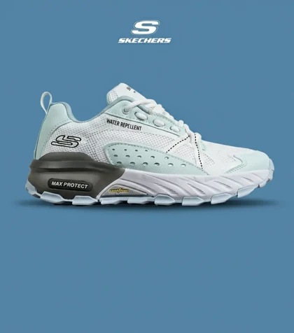 کفش کتانی طبی ورزشی آبی سفید SKECHERS max protect v.2 مدل 8081
