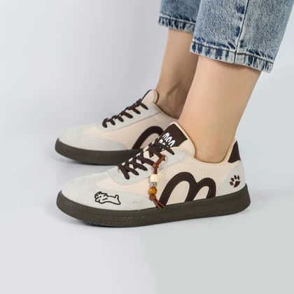 کفش اسپرت و راحتی زنانه و دخترانه مدل میو میو MIU رنگ کرم قهوه ای کد M983