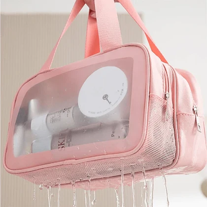 واش بگ مسافرتی مدل دو زیپ سایز بزرگ رنگ سفید