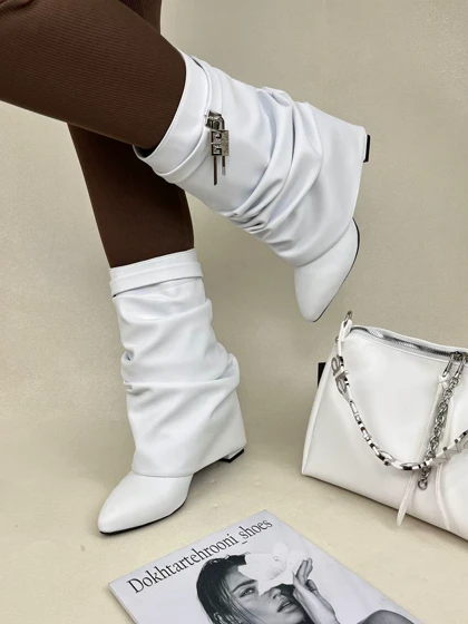 نیم بوت پاشنه‌دار زنانه ژیوانشی چروک GIVENCHY کد 1333 دختر طهرونی