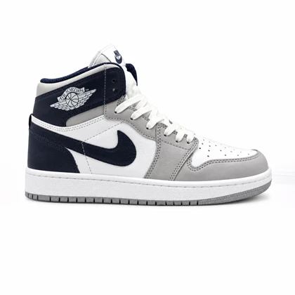 کفش و کتانی مردانه ساق‌دار مدل NIKE JORDAN 1 رنگ سفید سرمه ای کد 2415