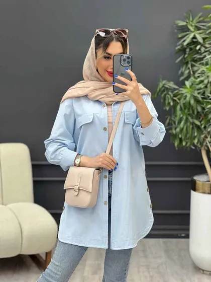 مانتو جیب نما بغل سه دکمه