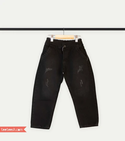 شلوار جین مام فیت مشکی