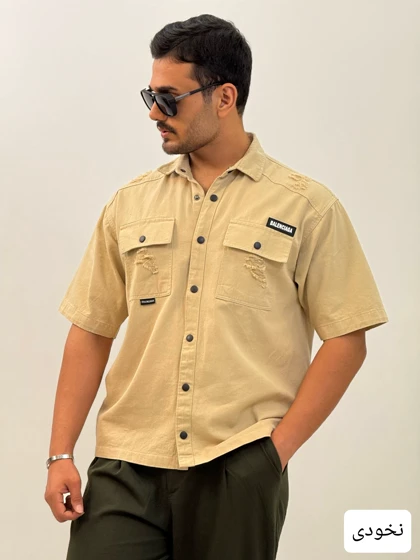 پیراهن مردانه کتان باکسی_کد 4489