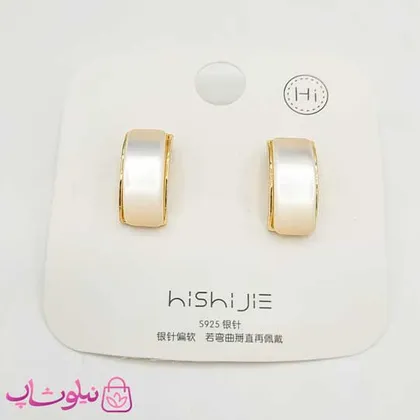 گوشواره دخترانه میخی صدفی طلایی
