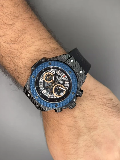 ساعت مچی اوبلو بیگ بنگ قاب کربن بند رابر مشکی Hublot Big Bang