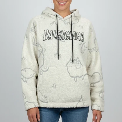 هودی تدی پشمی طرح ببعی رنگ سفید