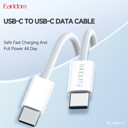 کابل دو سر تایپ سی ارلدام مدل EC-196C-C توان 60 وات 1 متر