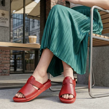 صندل چرم زنانه مدل دلسا