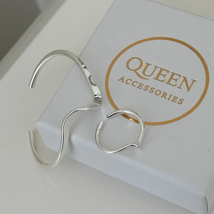 نیم ست بنگل انگشتر موج کد 804