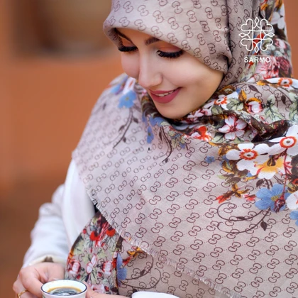 روسری نخ پنبه گوشی گل