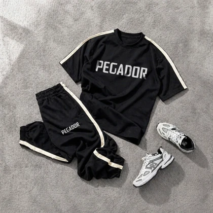 ست تیشرت و شلوار مردانه بنگال کش مدل Pegador-مشکی