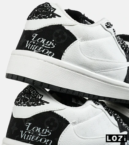 کفش کتانی مردانه و زنانه مشکی سفید NIKE LOUIS VUITTON x travis scott