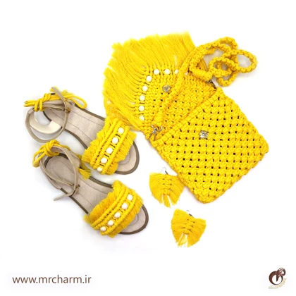 ست صندل و کیف دست بافت زنانه mrc2416-02