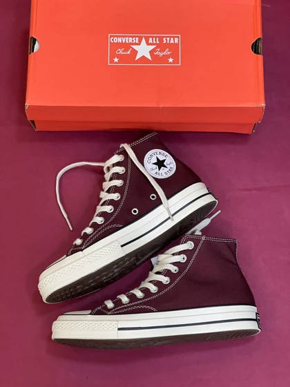 کتانی کانورس آل استار 1975 زرشکی ساق‌دار Converse All Star Chuck Taylor 1970s wine Red Hightop