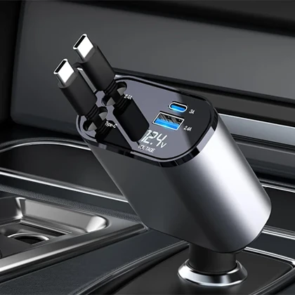 شارژر فندکی 50W گرین لاین مدل GREEN LION RETRACTABLE 50W CAR CHARGER GL-CC2