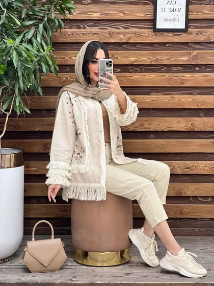 مانتو گلدوزی ریش دار