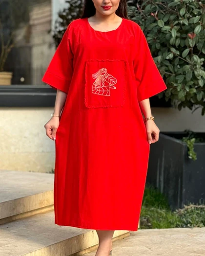 پیراهن رخ لینن گلدوزی 4003