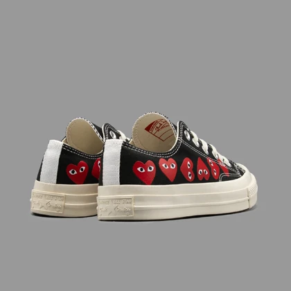 کانورس پلی مولتی هارت مشکی ساق کوتاه Converse Cdg Play Multi Heart Black Lowtop