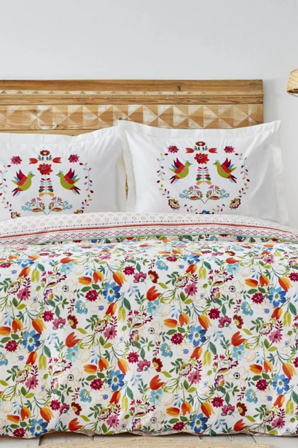 سرویس روتختی دو نفره Karaca Home مدل Parlin پنبه‌ای - سرخابی