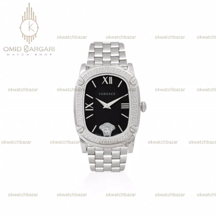 ساعت مچی ورساچه دورحکاکی سیلور صفحه مشکی Versace Couture