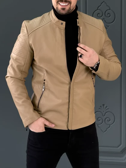 کت چرم 6501 کرم