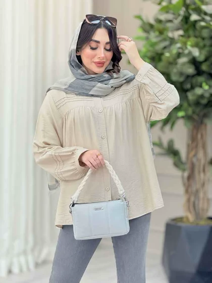 شومیز جلو چین دوخت دار