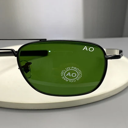 عینک آفتابی AO با فریم فلزی و لنز شیشه سنگ UV400 American Optical