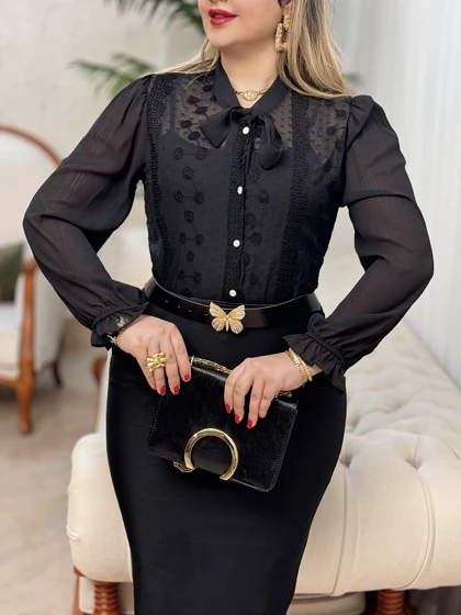 شومیز حریر دانتل بیتا 2997