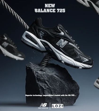 کفش کتانی مردانه و زنانه مشکی سفید NEW BALANCE 725