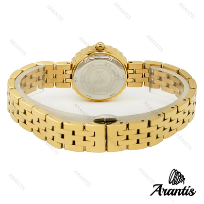 ساعت الکسا 2002z زنانه طلایی دور نگین صفحه سفید w-10131