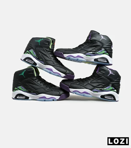 کفش کتانی ساق‌دار مردانه مشکی سبز بنفش Nike air jordan 6