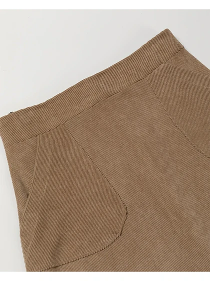 دامن زنانه مخمل کله قندی میدی جیب‌دار 20108