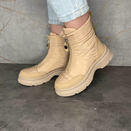 کفش زمستانی زنانه نیم ساق کاپشنی جلو زیپ