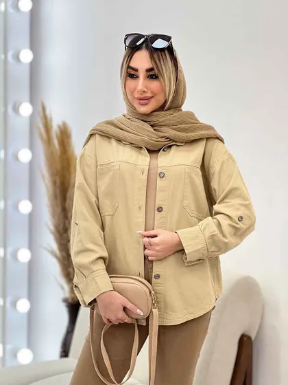 مانتو کتان دو جیب پشت پیله