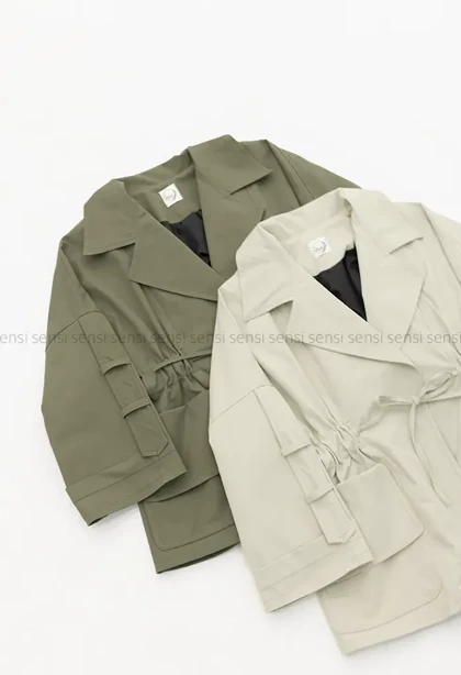 بارانی کمرکش کتان کد1004289