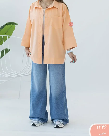 مانتو رنگی تک جیب 2346