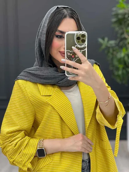 مانتو راه راه آستین گت دار