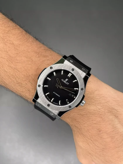 ساعت مچی اوبلو کلاسیک فیوژن اتوماتیک مشکی قاب سیلور Hublot Classic Fusion