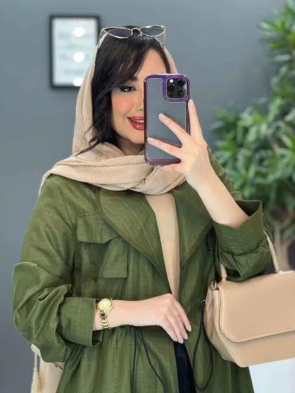 مانتو نازلی بلند کمرگت دار