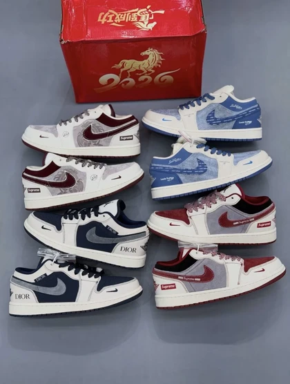 کتانی ویتنامی نایک ایر جردن وان لو لویی ویتون کاستوم آبیNike Air Jordan 1 Low Louis vuitton Custom
