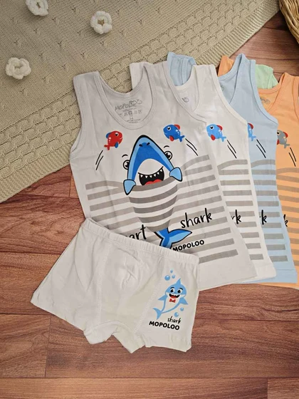 ست شورت زیرپوش پسرانه طرح کوسه