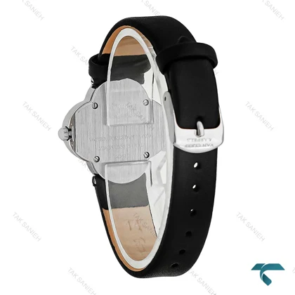 ساعت ون کلیف Alhambra زنانه سیلور بند چرم مشکی دورنگین VanCleef-7984-L