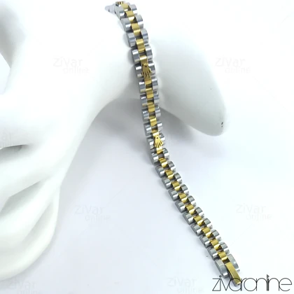 دستبند رولکس دورنگ پلاک دار زنانه 40037