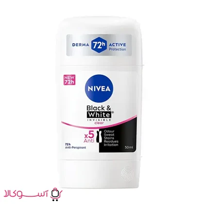 استیک ضد تعریق زنانه نیوآ مدل Black and White Invisible وزن 50 گرم