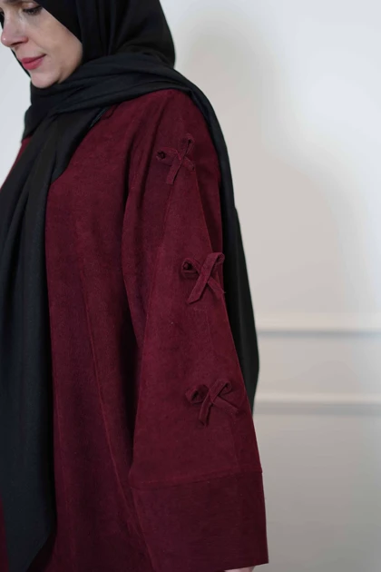 عبا پاپیونی مخمل کبریتی زرشکی