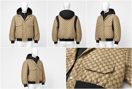 کاپشن ترکیبی زیپ و دکمه Gucci