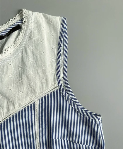 تاپ کتان نخ خامه دوزی کد 2726